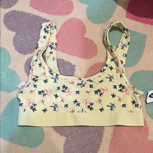 Floral Yellow Sports Bra XS new
